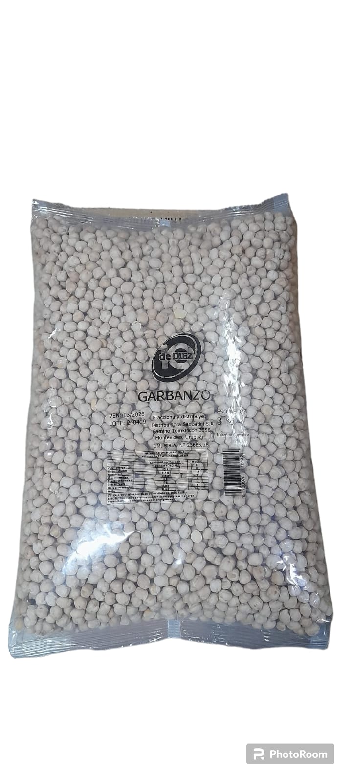 POROTOS  3KG GARBANZOS